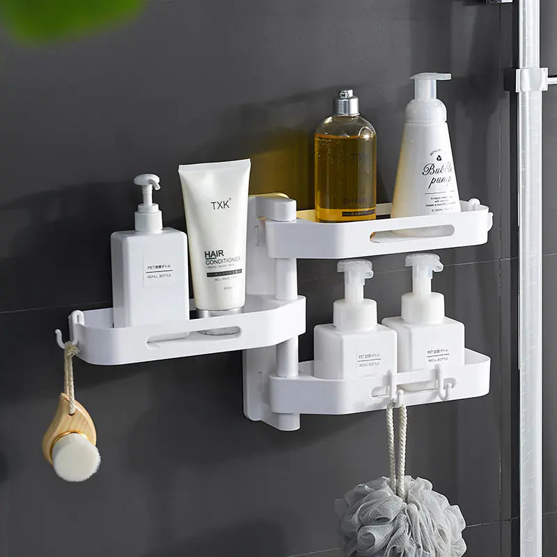 Rotating No-Drill Storage Rack for Bathroom & Kitchen