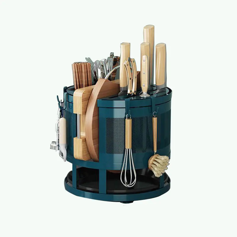 Rotating Kitchen Storage Rack for Utensils and Knives